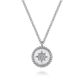 Gabriel & Co. Fashion Sterling Silver Round Star Pendant Necklace
