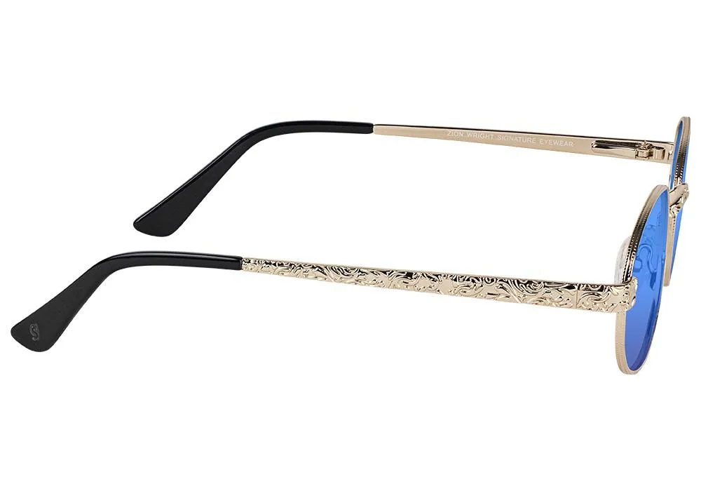 Glassy Zion Premium Sunglasses - Gold/Blue Lens