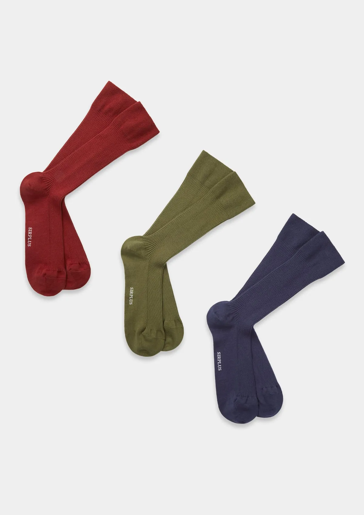 Green Cotton Ribbed Socks