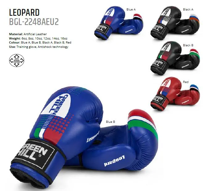 GREENHILL LEOPARD TRAINING BOXING GLOVES Velcro Closure 10-16 oz  Colours