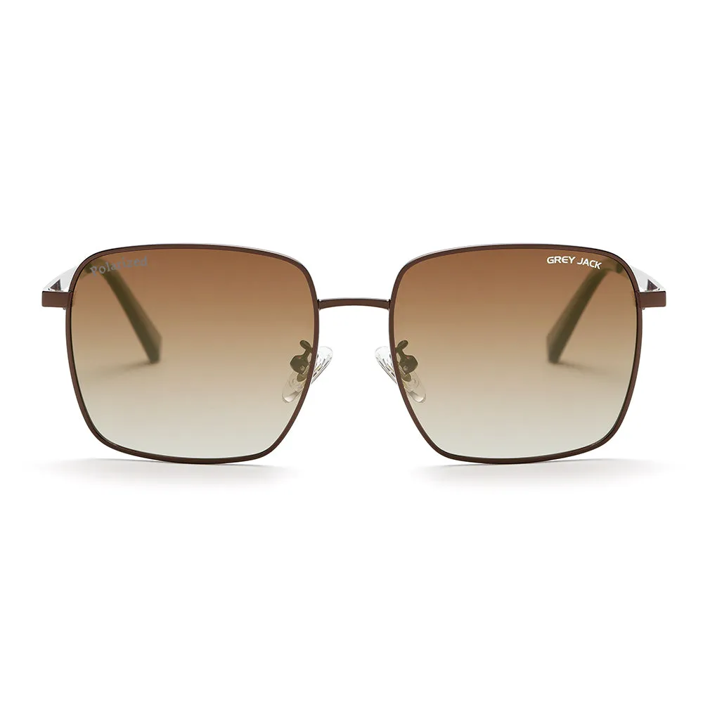 GREY JACK Square Polarized Metal Frame UV400 Sunglasses for Men Women 2368
