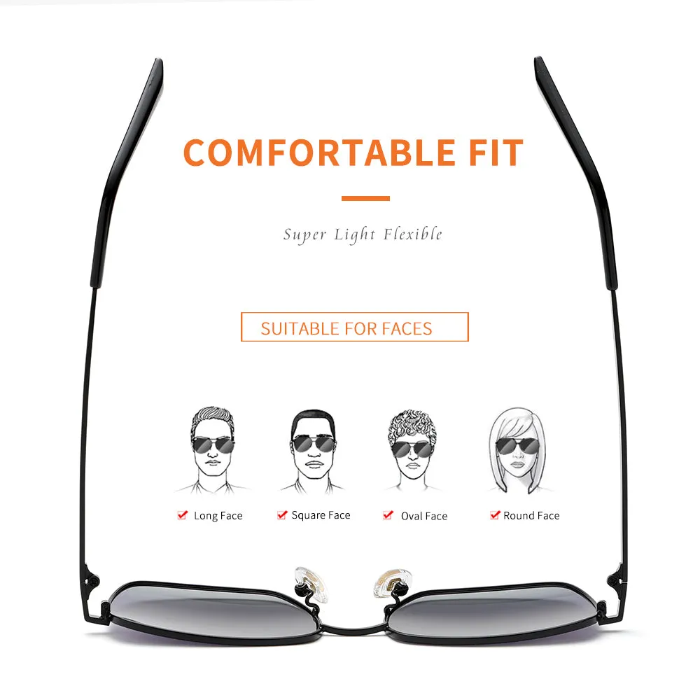 GREY JACK Square Polarized Metal Frame UV400 Sunglasses for Men Women 2368