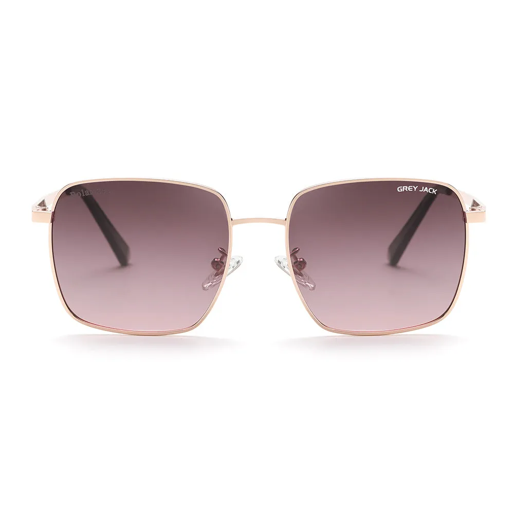 GREY JACK Square Polarized Metal Frame UV400 Sunglasses for Men Women 2368