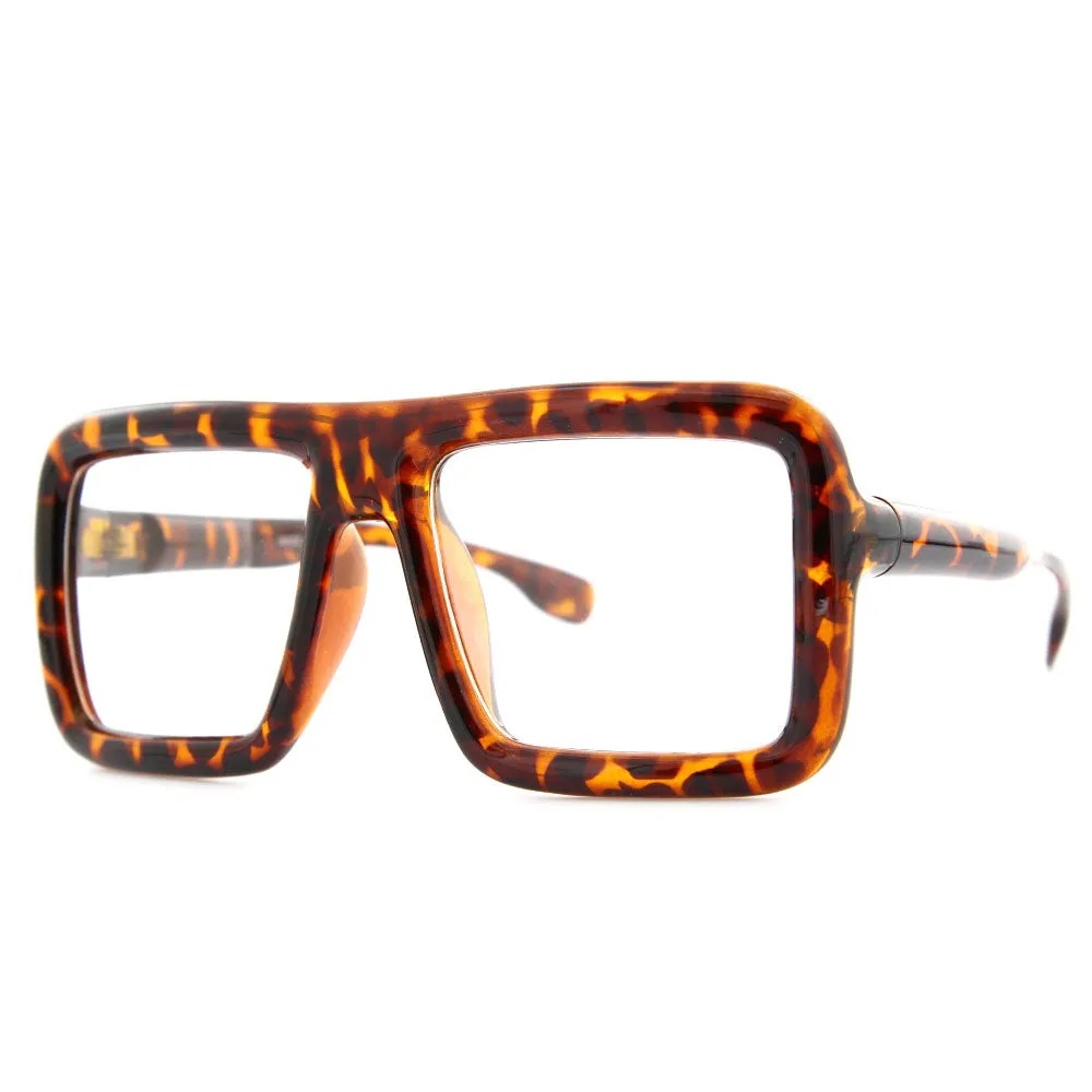 grinderPUNCH Thick Square Frame Clear Lens Glasses  Halloween Costume - Wilma Flintstone Glasses Vector Costume Glasses