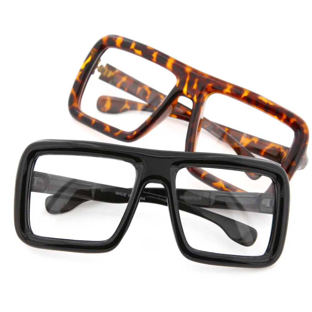 grinderPUNCH Thick Square Frame Clear Lens Glasses  Halloween Costume - Wilma Flintstone Glasses Vector Costume Glasses