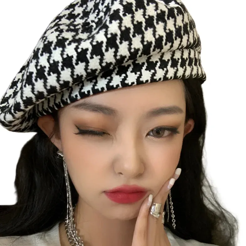 Houndstooth Beret Hat