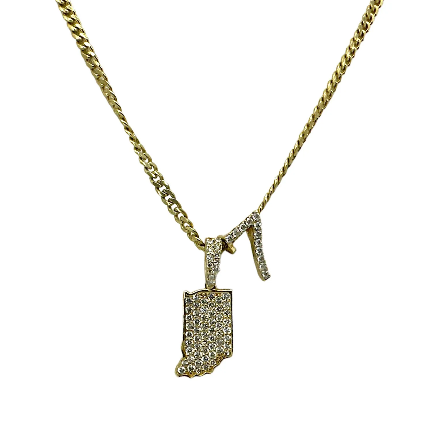 ICEBOX 14K Yellow Gold & 0.43ctw. Diamond 'Indiana' & '7' Dual Pendant Necklace
