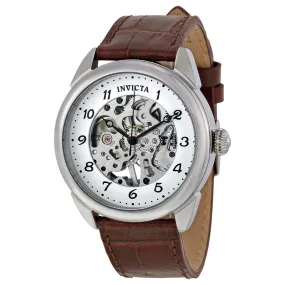 Invicta Specialty Silver Skeleton Dial Brown Leather Men's Watch 17187
