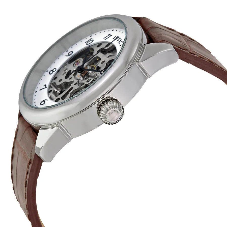 Invicta Specialty Silver Skeleton Dial Brown Leather Men's Watch 17187