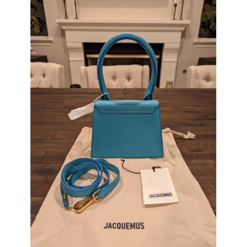 Jacquemus Women Le Chiquito Moyen Blue Leather Shoulder Bag