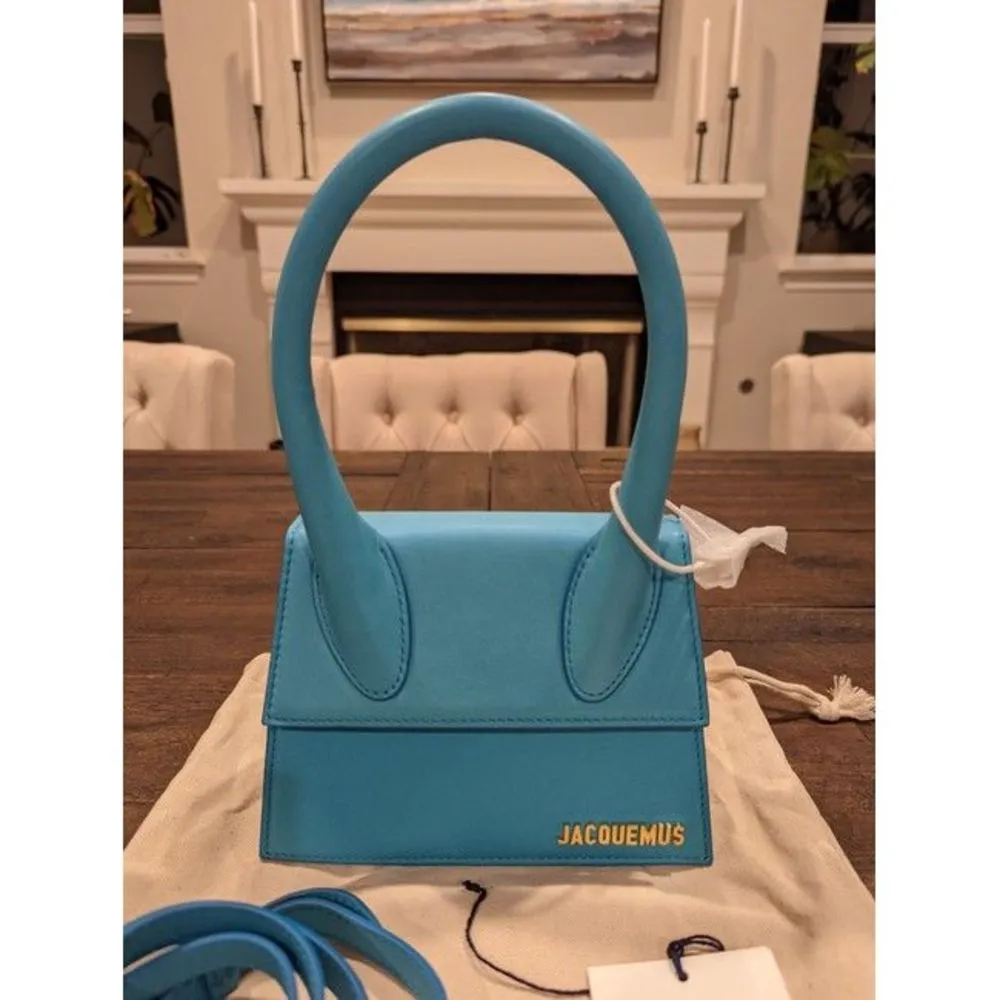 Jacquemus Women Le Chiquito Moyen Blue Leather Shoulder Bag
