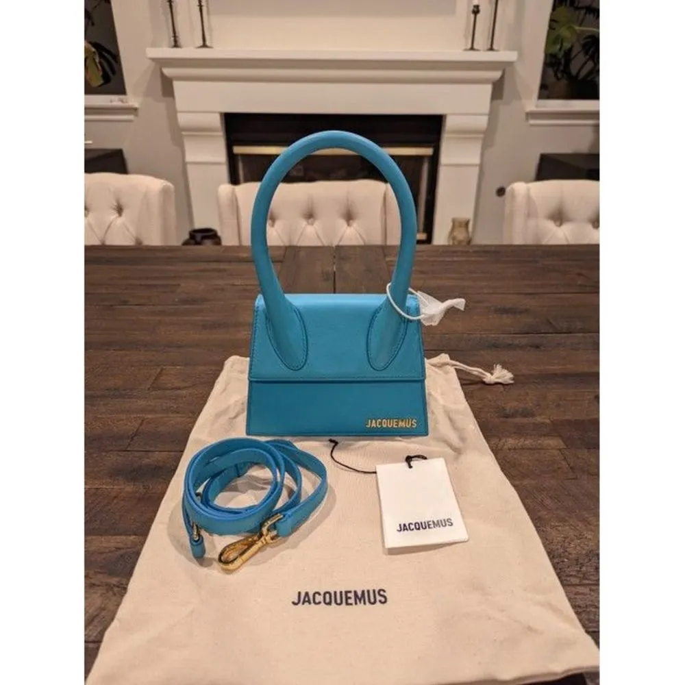 Jacquemus Women Le Chiquito Moyen Blue Leather Shoulder Bag