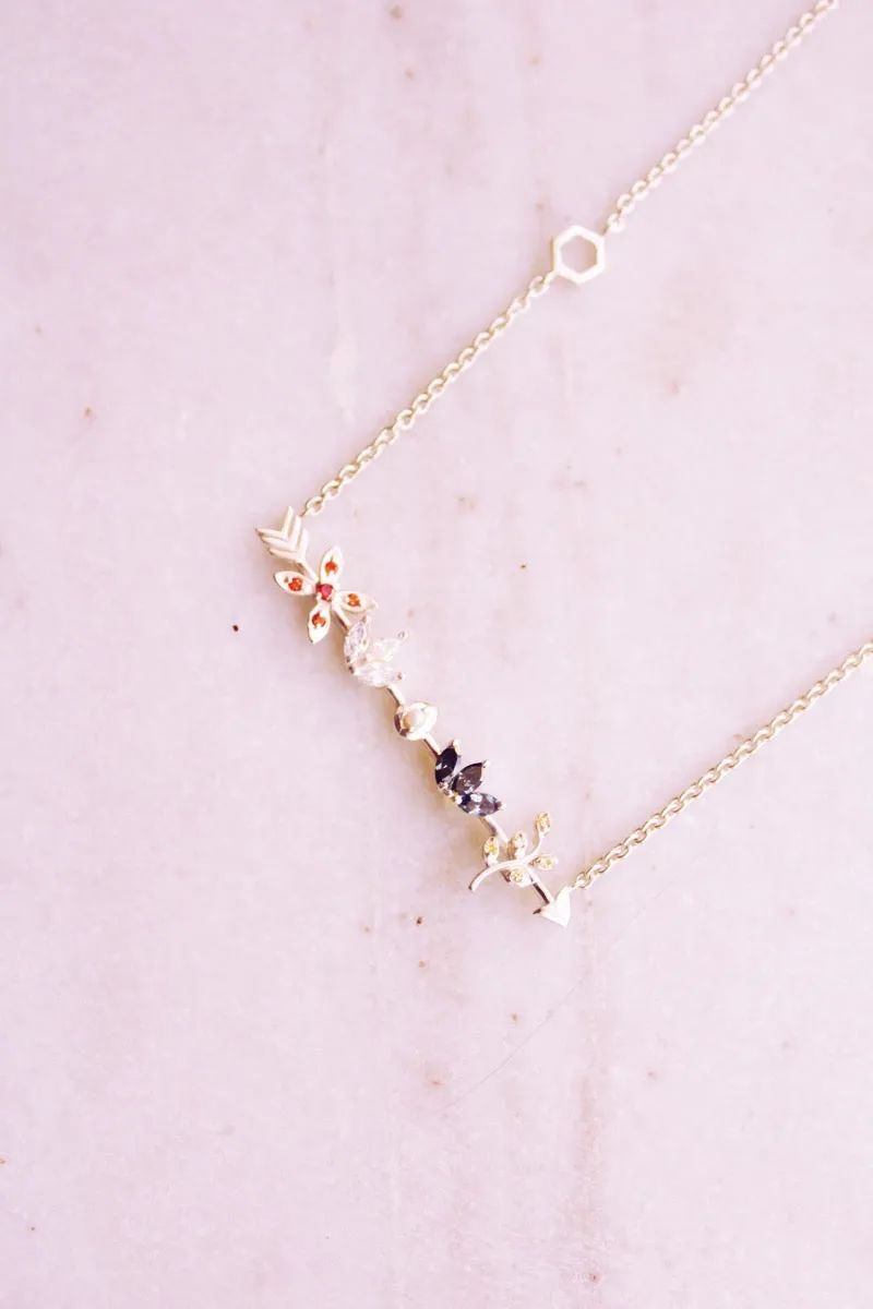 Kamadeva's Arrow With 5 Flowers Necklace (Silver)