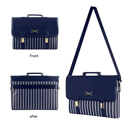 Kamlui Laptop Bag 15.6 Inch - for Women Carrying PU Leather Waterproof Work Computer Tote Briefcase Shoulder Messenger Laptop Sleeve Case for Macbook Pro Air HP Lenovo Dell,(Blue)