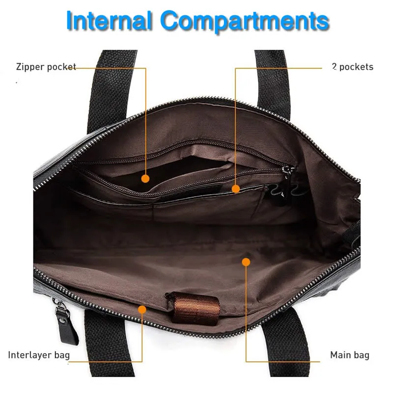 Large 15" Men's Casual all Leather Briefcase, Ideal for Computer/iPads/Laptops   more Crossbody
