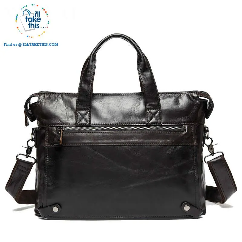 Large 15" Men's Casual all Leather Briefcase, Ideal for Computer/iPads/Laptops   more Crossbody