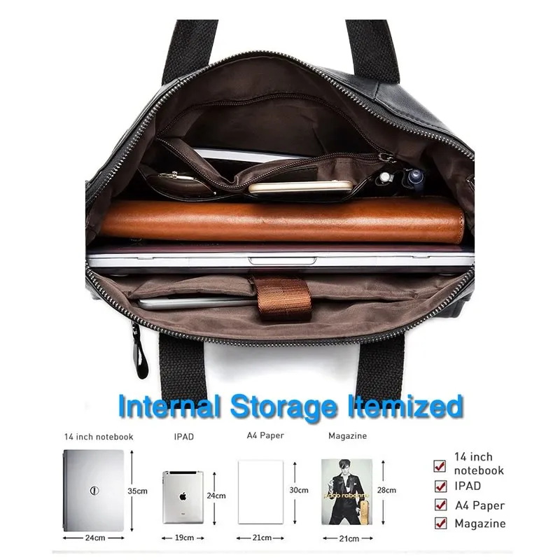 Large 15" Men's Casual all Leather Briefcase, Ideal for Computer/iPads/Laptops   more Crossbody