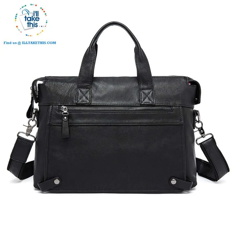 Large 15" Men's Casual all Leather Briefcase, Ideal for Computer/iPads/Laptops   more Crossbody