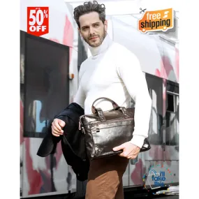 Large 15" Men's Casual all Leather Briefcase, Ideal for Computer/iPads/Laptops   more Crossbody