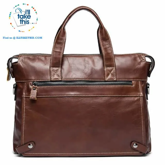 Large 15" Men's Casual all Leather Briefcase, Ideal for Computer/iPads/Laptops   more Crossbody