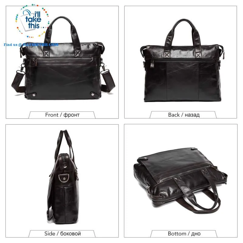 Large 15" Men's Casual all Leather Briefcase, Ideal for Computer/iPads/Laptops   more Crossbody