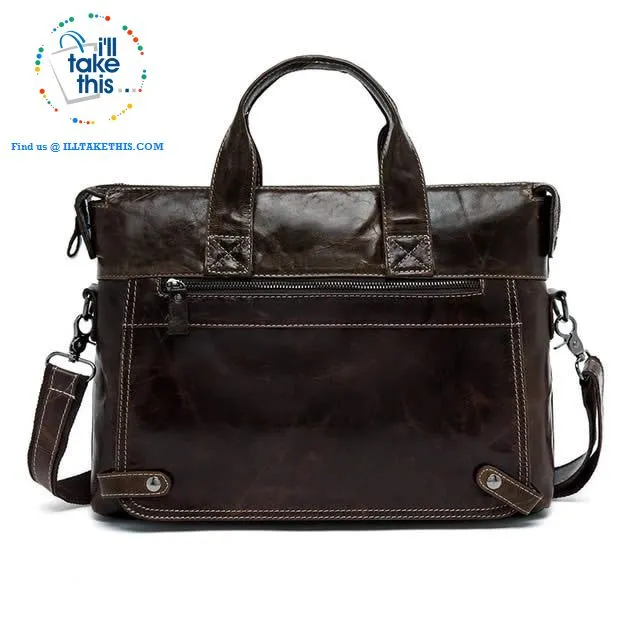 Large 15" Men's Casual all Leather Briefcase, Ideal for Computer/iPads/Laptops   more Crossbody