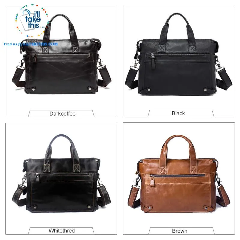 Large 15" Men's Casual all Leather Briefcase, Ideal for Computer/iPads/Laptops   more Crossbody