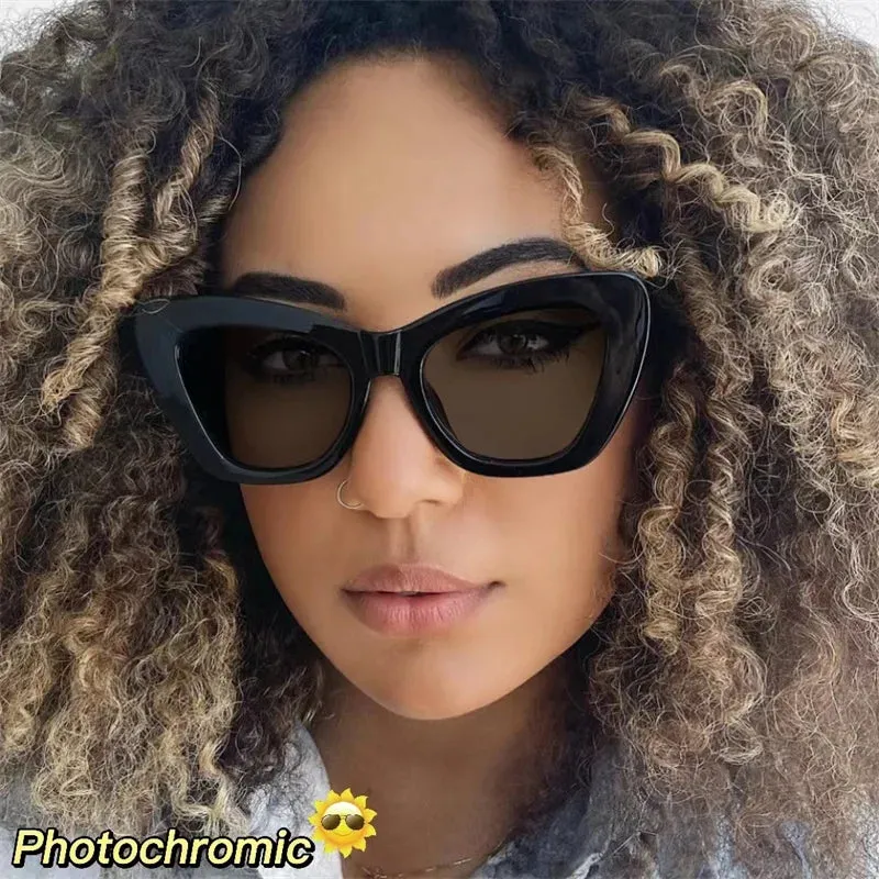 Large Polygon Women Oversized Photochromic Glasses