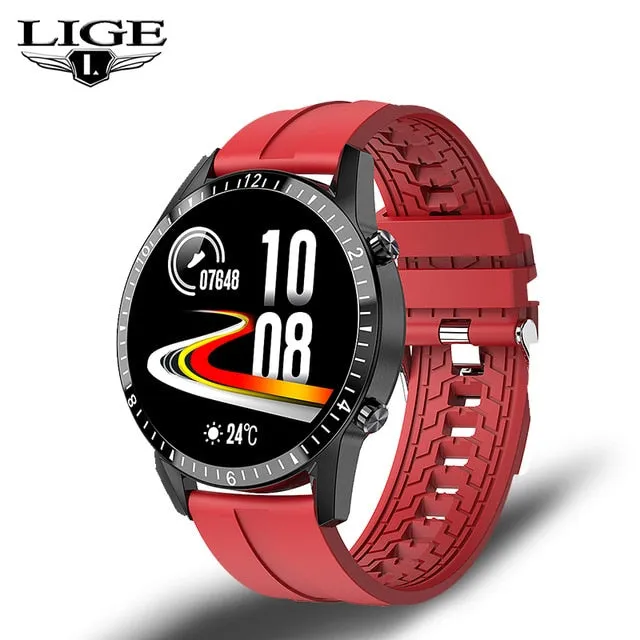 LIGE New Men Smart watch Heart rate Blood pressure IP68 waterproof sports Fitness watch Luxury Smart watch male for iOS Android