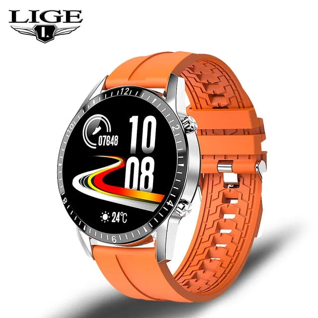 LIGE New Men Smart watch Heart rate Blood pressure IP68 waterproof sports Fitness watch Luxury Smart watch male for iOS Android