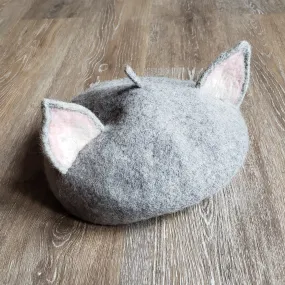Light Grey Cat Ear Beret