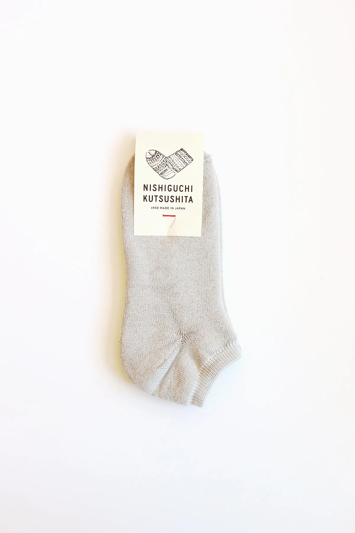 Linen and Cotton Pile Ankle Socks, Light Grey