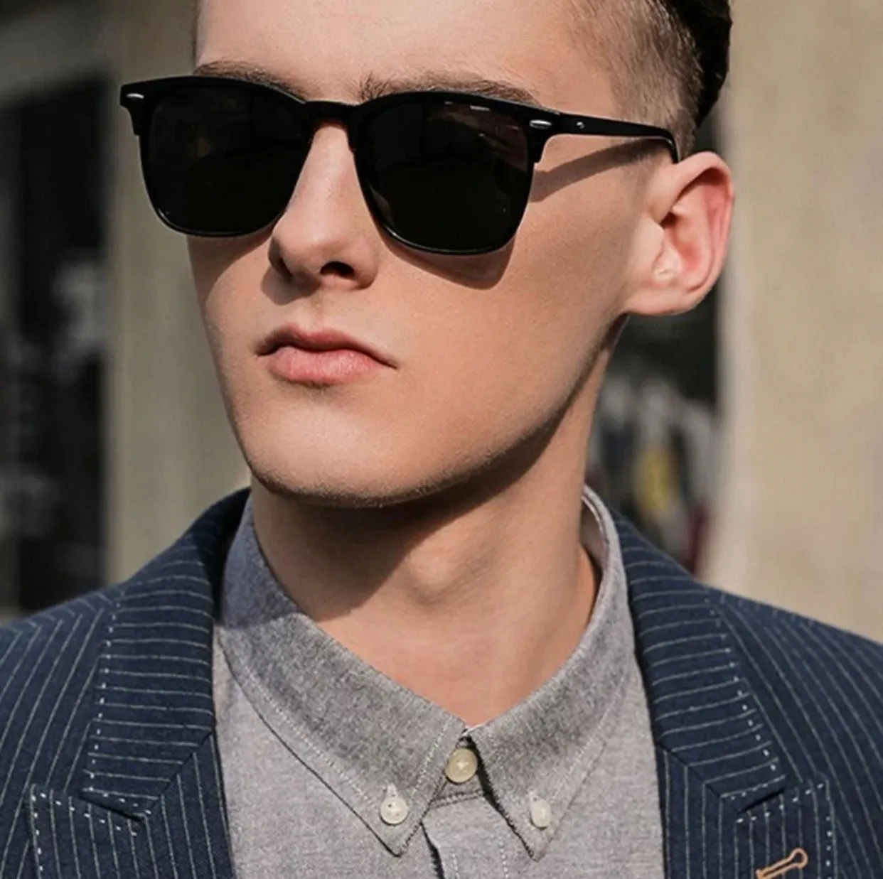 Men acrylic frame polarized sunglasses