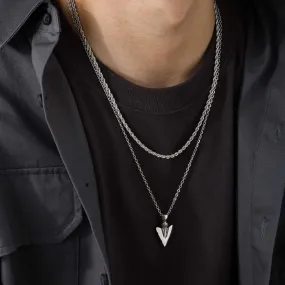 Men Rock Arrow Head Pendant Stacking Rope Cuban Wheat Figaro Chain Necklaces