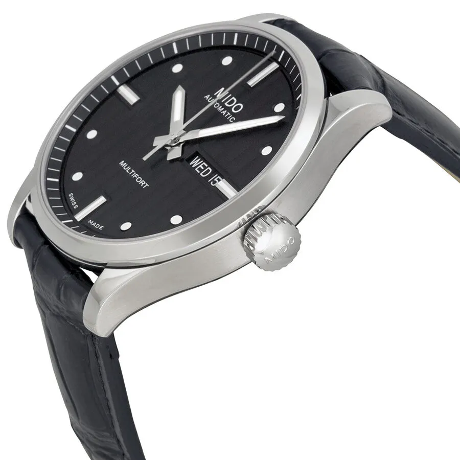 Mido Multifort Automatic Black Dial Black Leather Men's Watch M0054301603101 M005.430.16.031.01