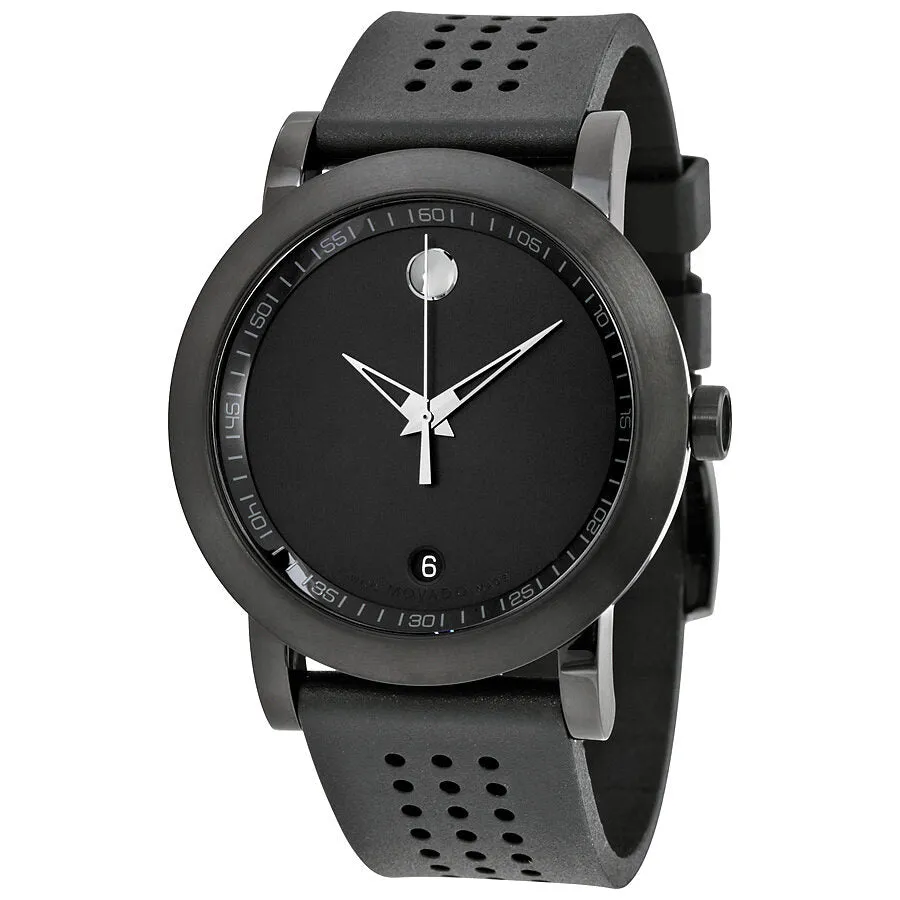 Movado Museum Black Dial Rubber Strap Men's Watch 0607038