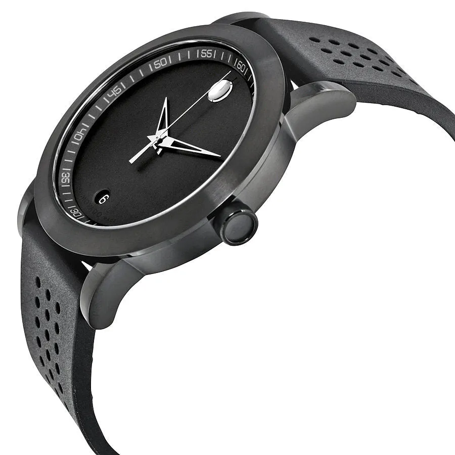 Movado Museum Black Dial Rubber Strap Men's Watch 0607038