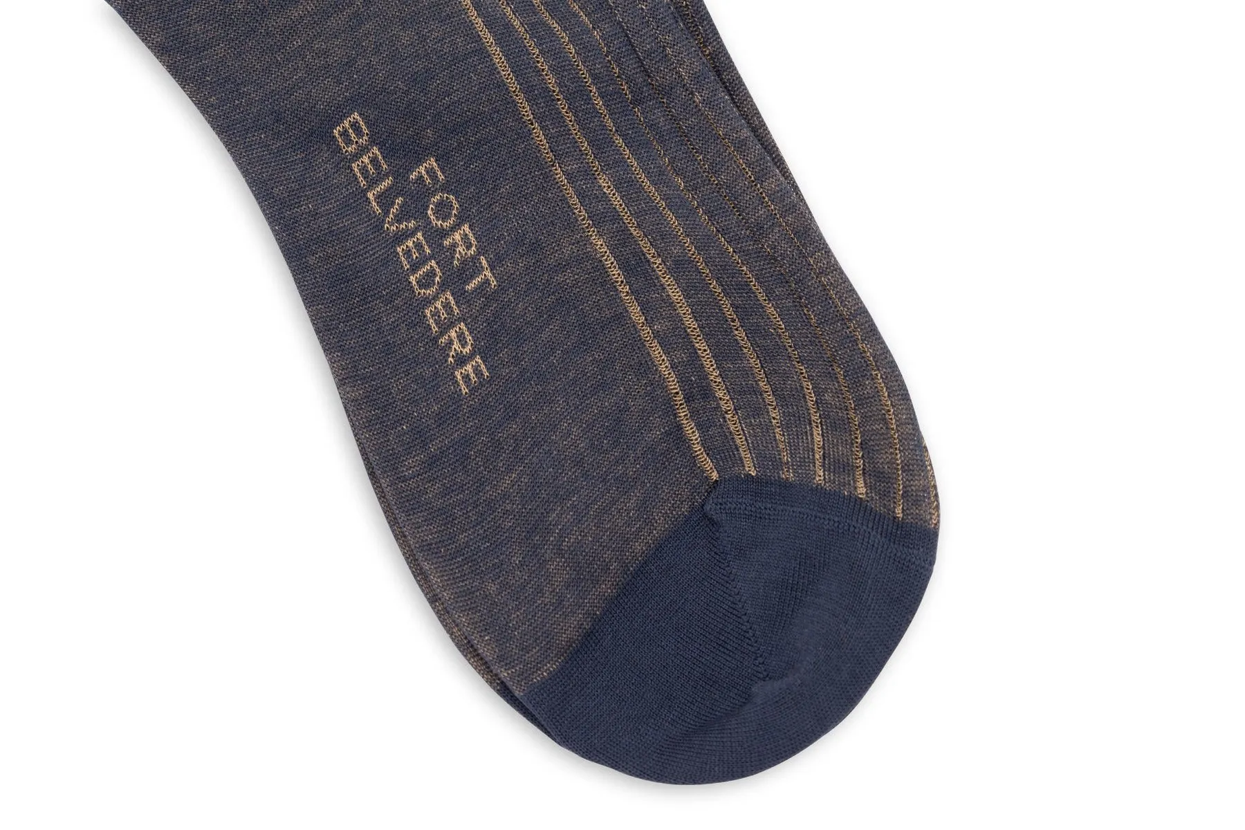 Navy & Khaki Shadow Stripe Cotton Socks