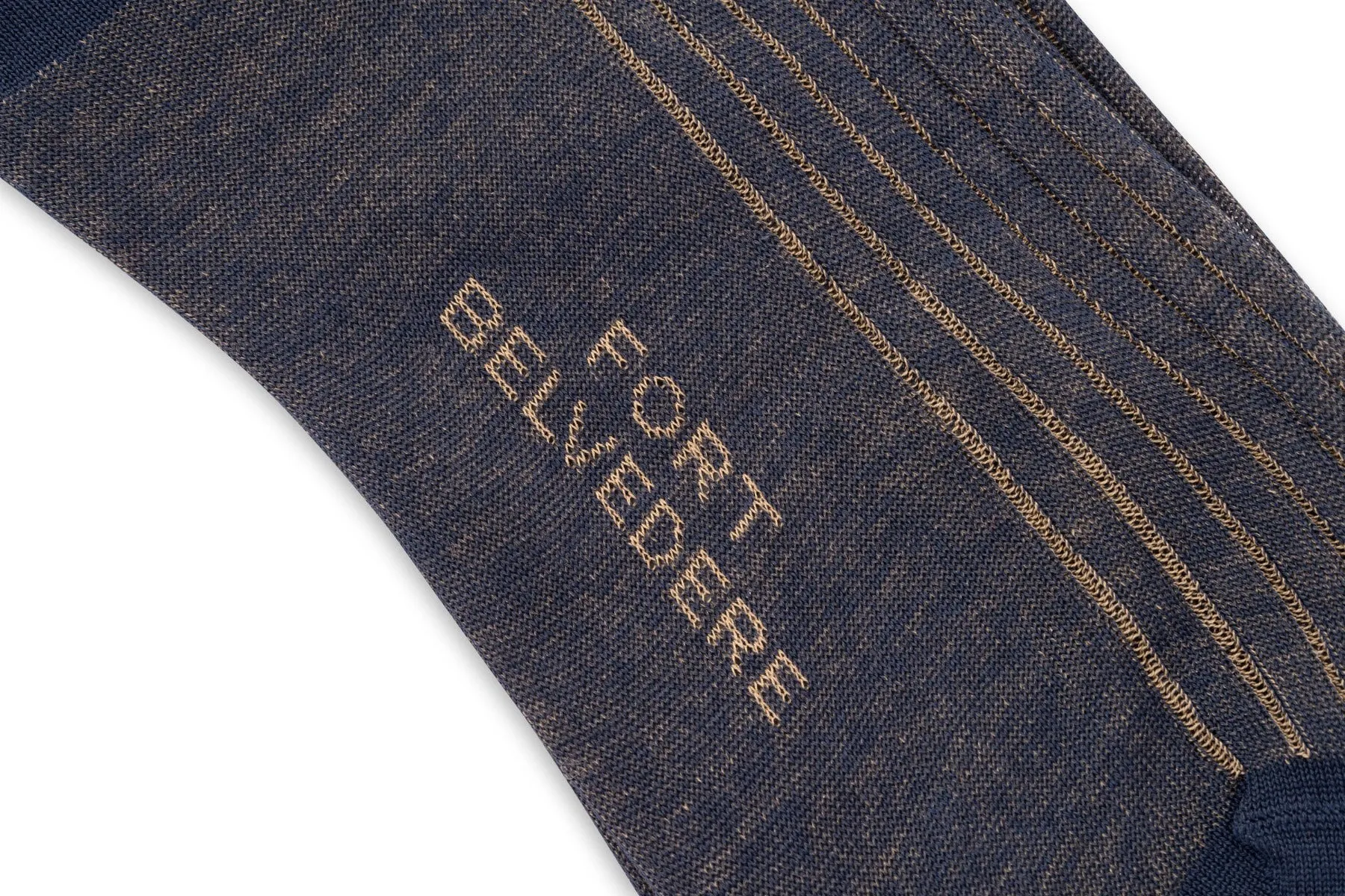 Navy & Khaki Shadow Stripe Cotton Socks