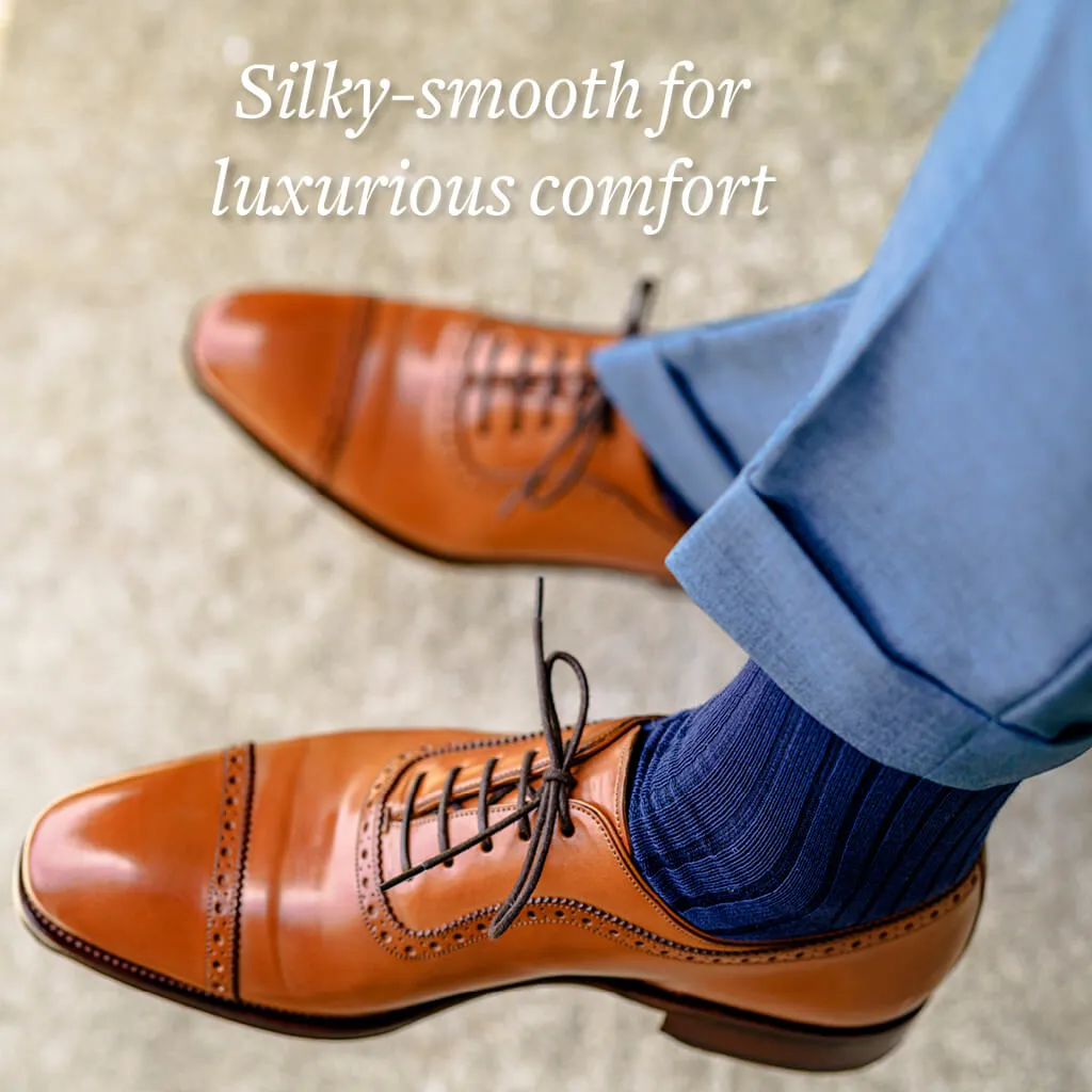 Navy Cotton Mid Calf Dress Socks