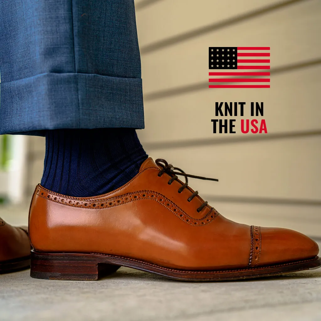 Navy Cotton Mid Calf Dress Socks