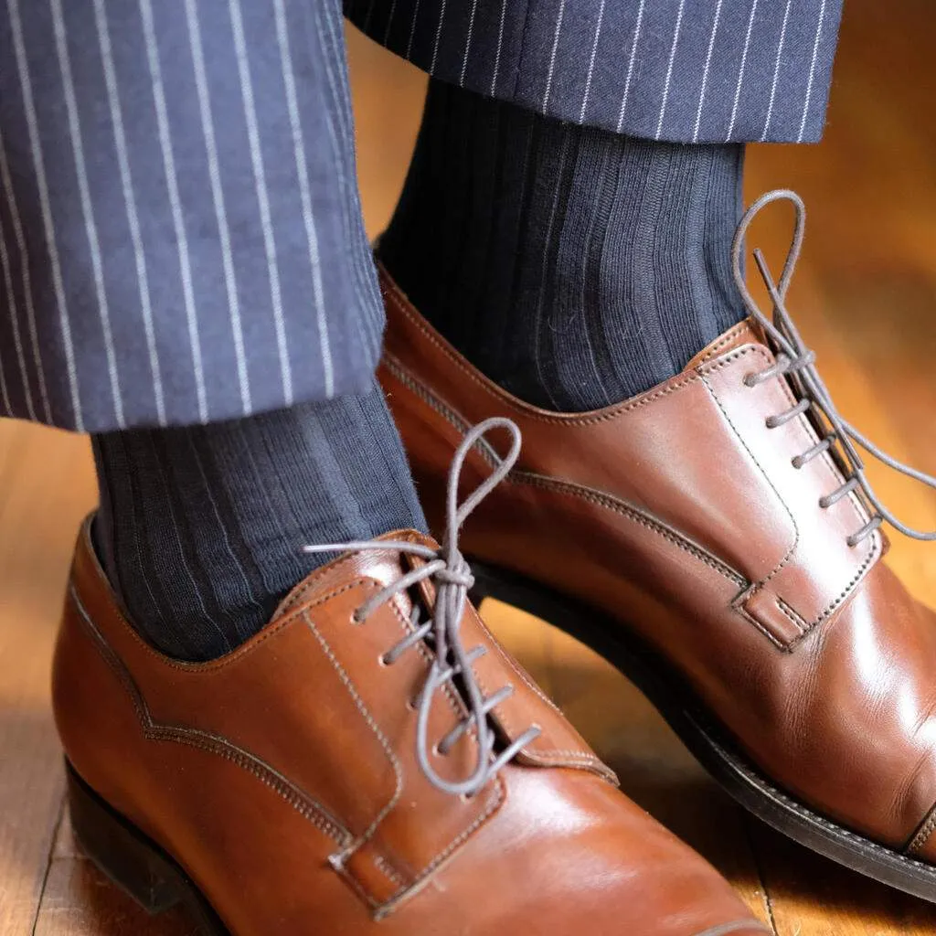 Navy Cotton Mid Calf Dress Socks