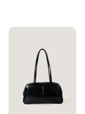 New Vintage Large Capacity Pu Leather Shoulder Bags Luxury Designer Solid Color Boston Handbags For Women Casual Simple