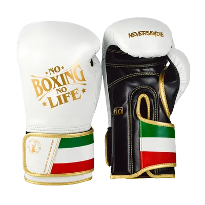 No Boxing No Life Never Say Die BOXING GLOVES Extra Thick Microfiber 8-16 oz White