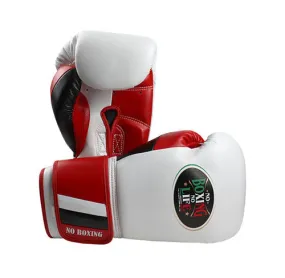 No Boxing No Life The Real Punch BOXING GLOVES Microfiber 8-16 oz White Red