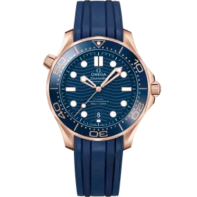 Omega Seamaster Diver 300M 42 mm, Sedna™ gold on rubber strap