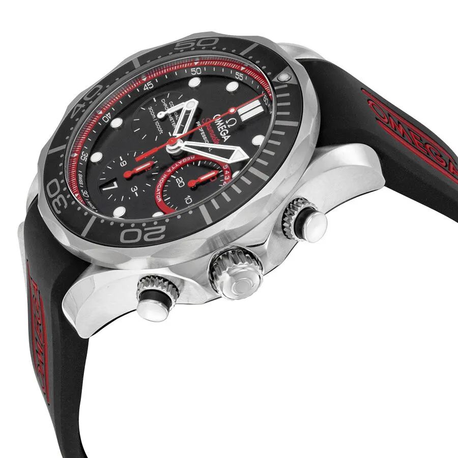 Omega Seamaster Diver  Co-axial Automatic Chronograph Black Dial Black Rubber Men's Watch 212.32.44.50.01.001