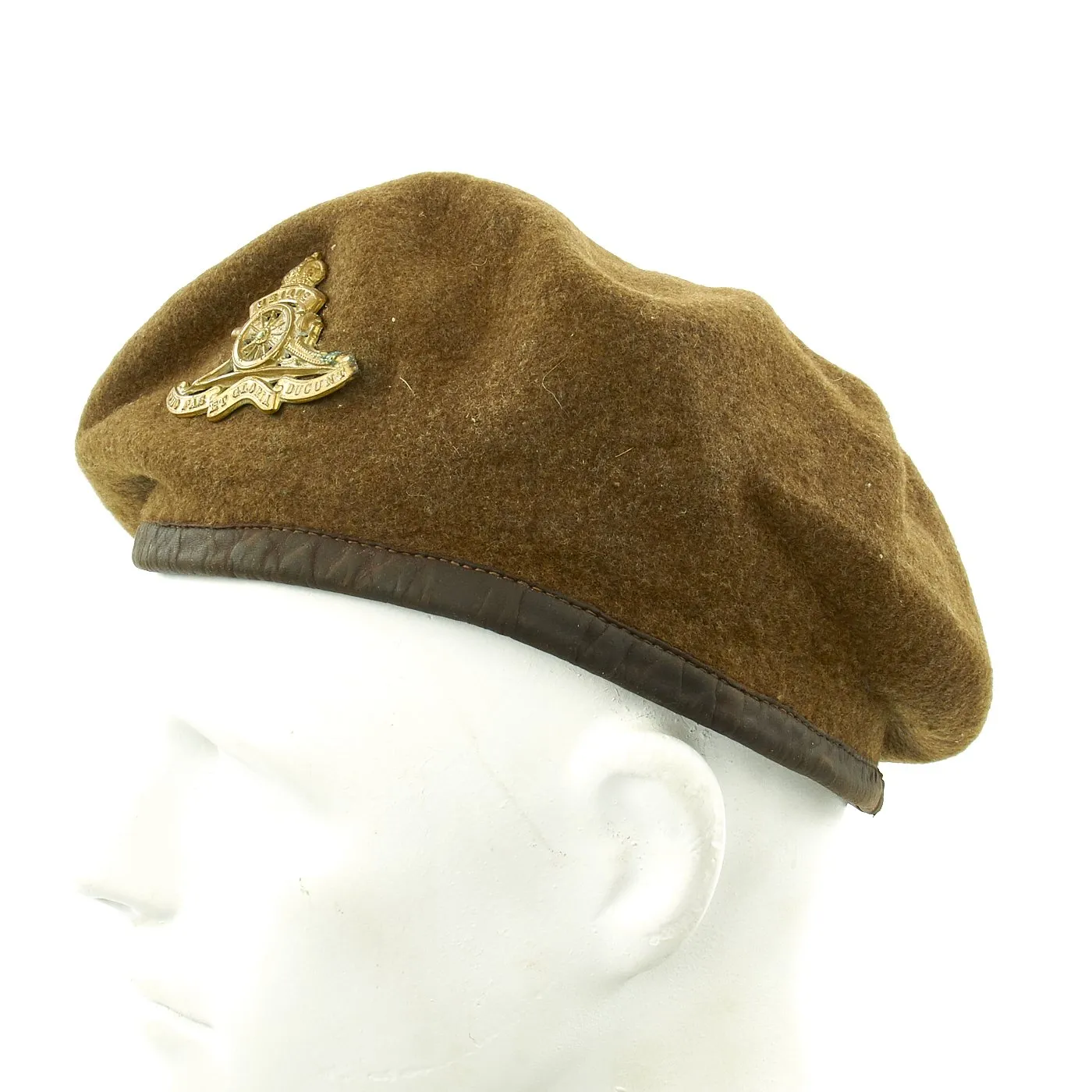 Original British WWII Canadian Manufactured Beret with Royal Artillery Cap Badge - Dated 1944