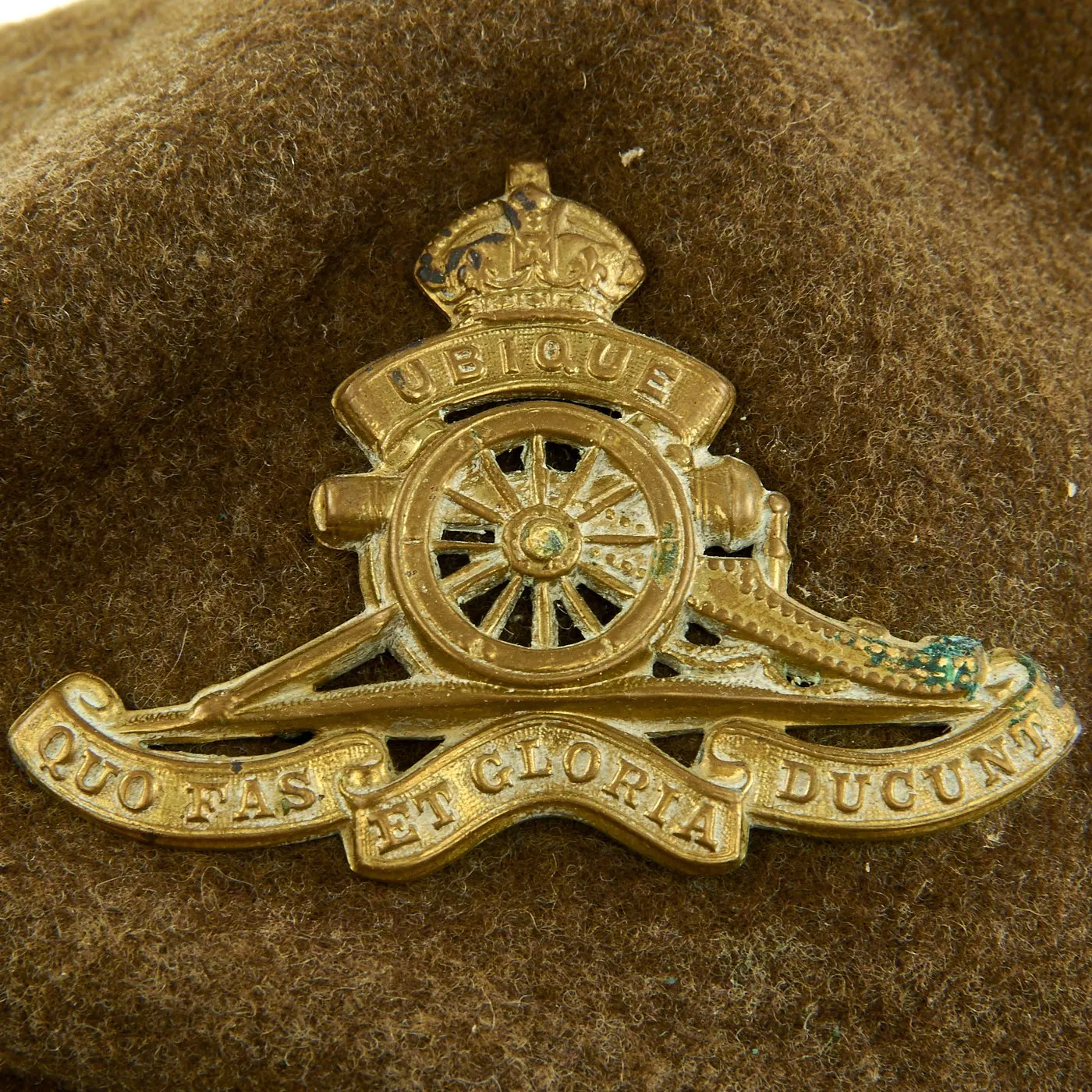 Original British WWII Canadian Manufactured Beret with Royal Artillery Cap Badge - Dated 1944