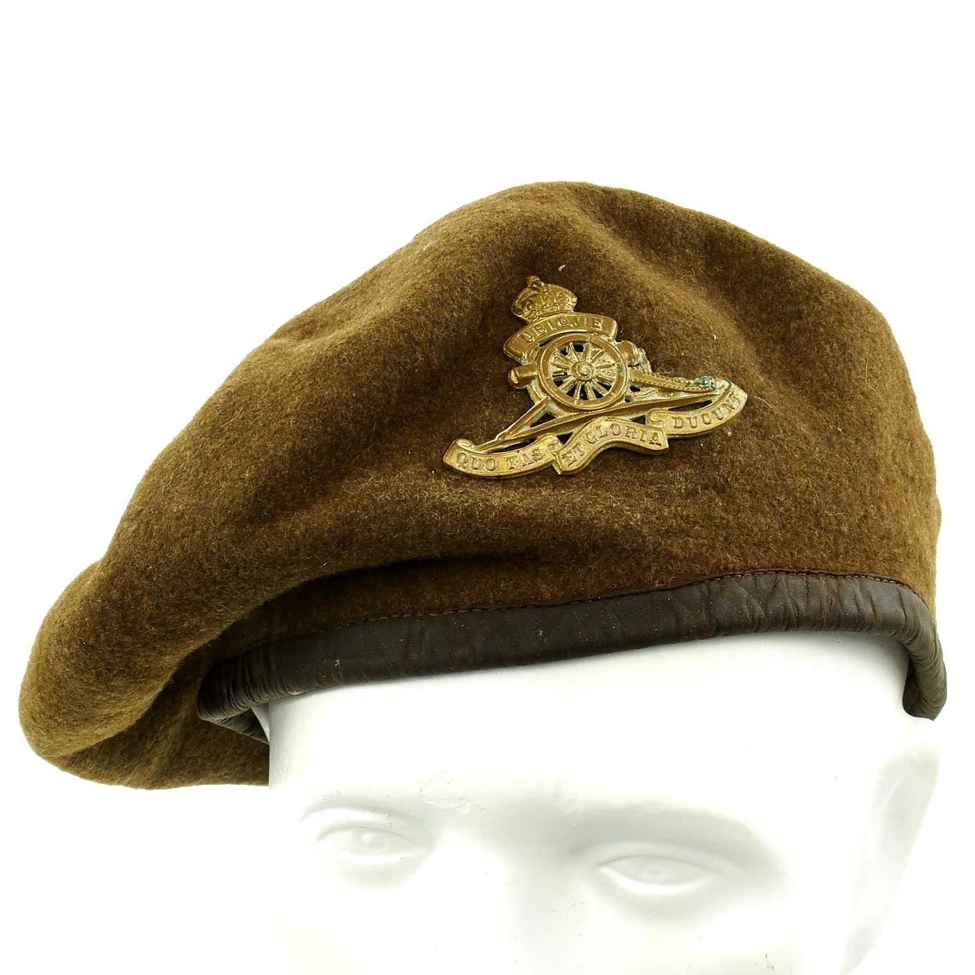 Original British WWII Canadian Manufactured Beret with Royal Artillery Cap Badge - Dated 1944